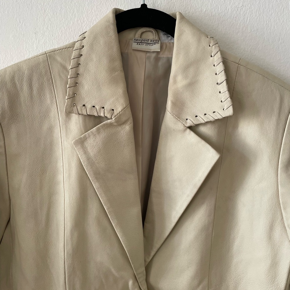 Vintage Western cream leather blazer